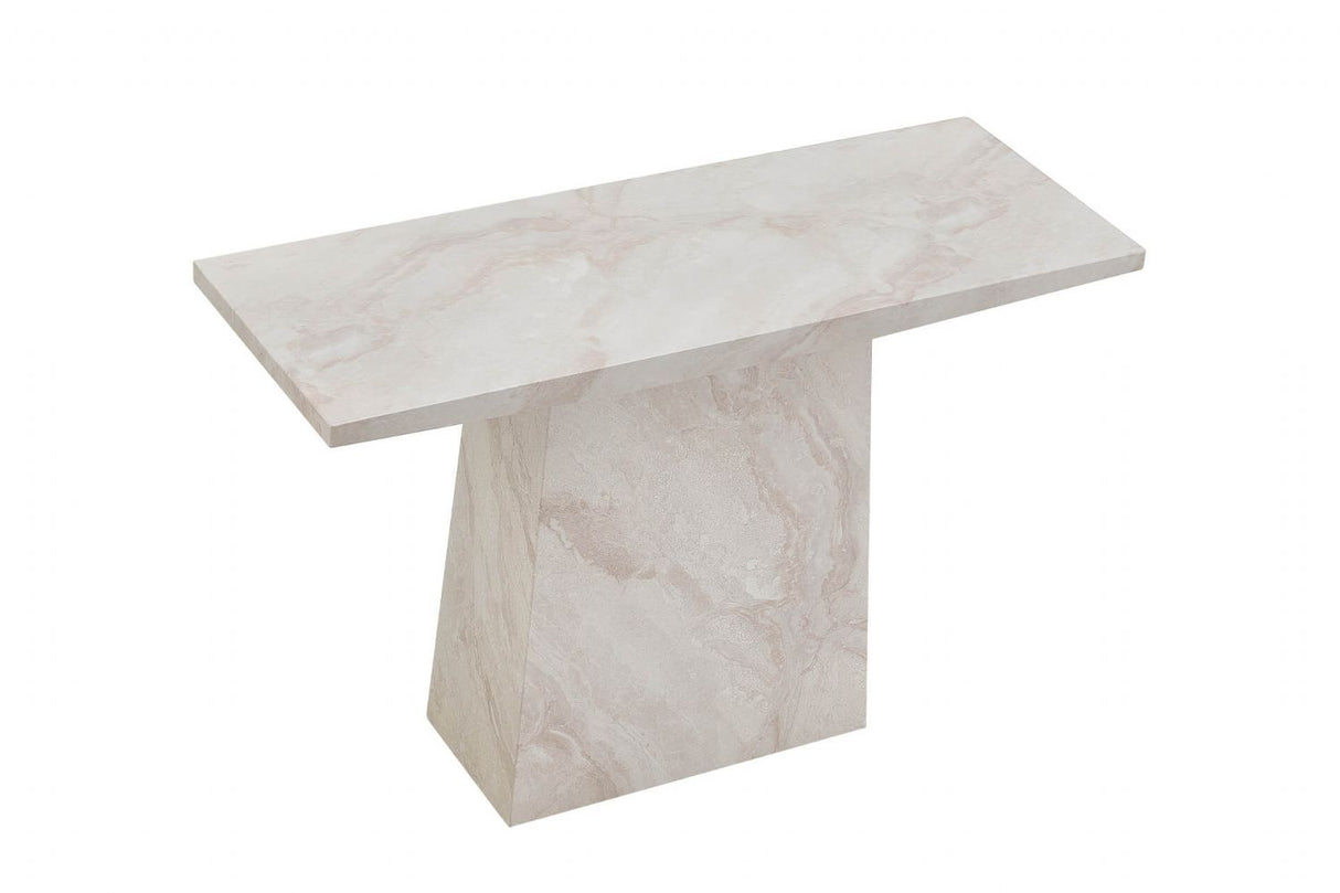 Taupe Marble Gloss Finish Rectangular Console Hall Table