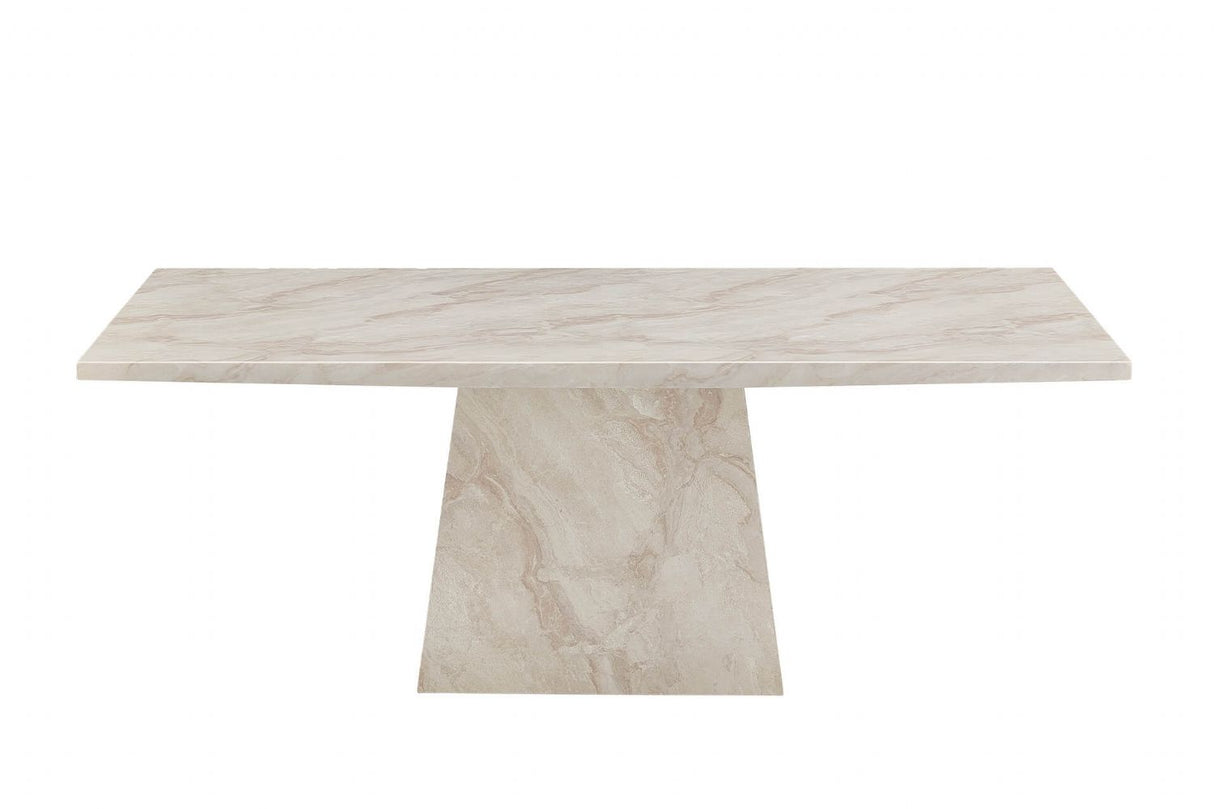 Taupe Marble Gloss Top 2m Large Rectangular Dining Table