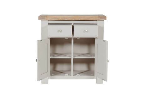 Taupe Wooden 2 Door 2 Drawer Small Sideboard Oak Top