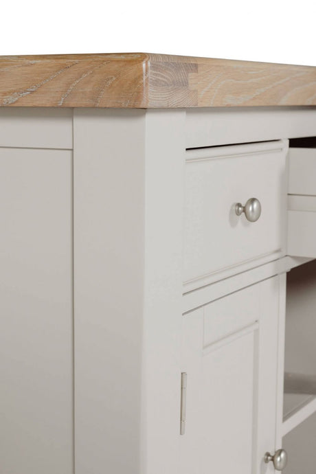 Taupe Wooden 2 Door 2 Drawer Small Sideboard Oak Top