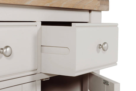 Taupe Wooden 2 Door 2 Drawer Small Sideboard Oak Top