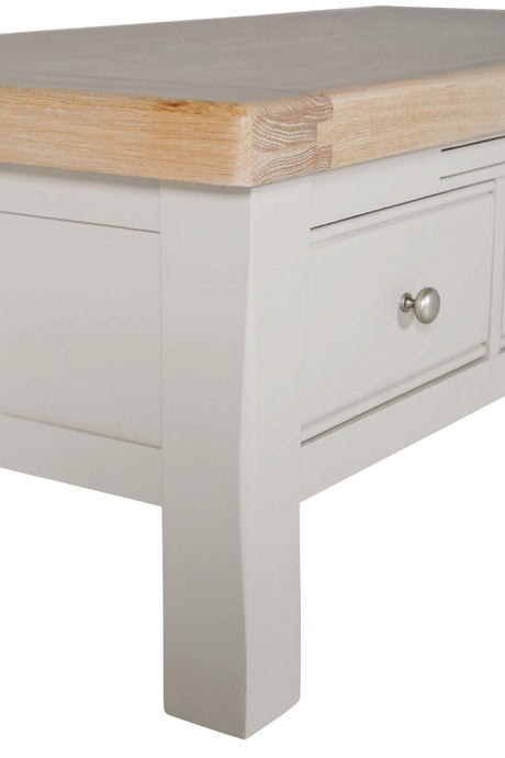 Taupe Wooden 3 Drawer Coffee Table with Oak Top