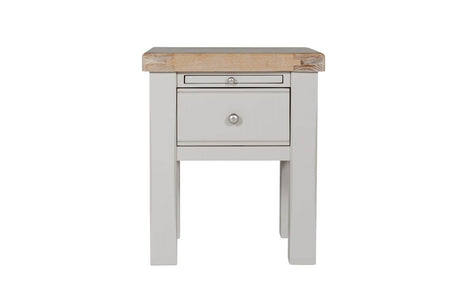 Taupe Painted 1 Drawer Lamp Table with Oak Top