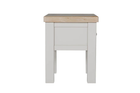 Taupe Painted 1 Drawer Lamp Table with Oak Top