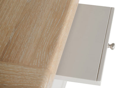 Taupe Painted 1 Drawer Lamp Table with Oak Top