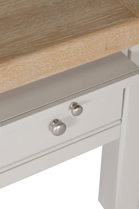 Taupe Painted 1 Drawer Lamp Table with Oak Top