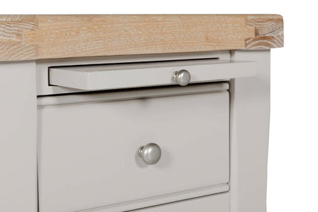 Taupe Painted 1 Drawer Lamp Table with Oak Top