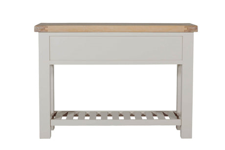 Taupe Wooden 3 Drawer Console Table with Washed Oak Top