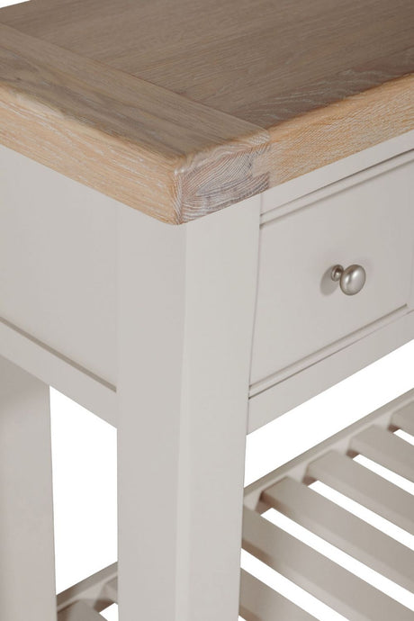 Taupe Wooden 3 Drawer Console Table with Washed Oak Top