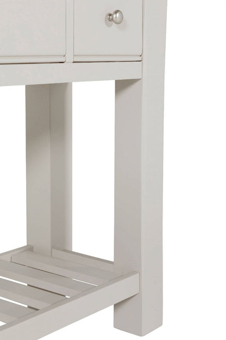 Taupe Wooden 3 Drawer Console Table with Washed Oak Top