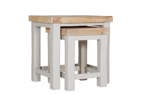 Taupe Wooden Nest of Tables with Oak Tops