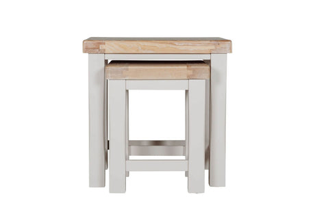 Taupe Wooden Nest of Tables with Oak Tops