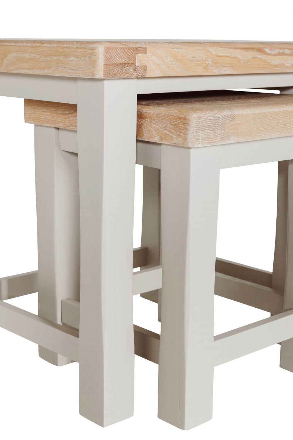 Taupe Wooden Nest of Tables with Oak Tops