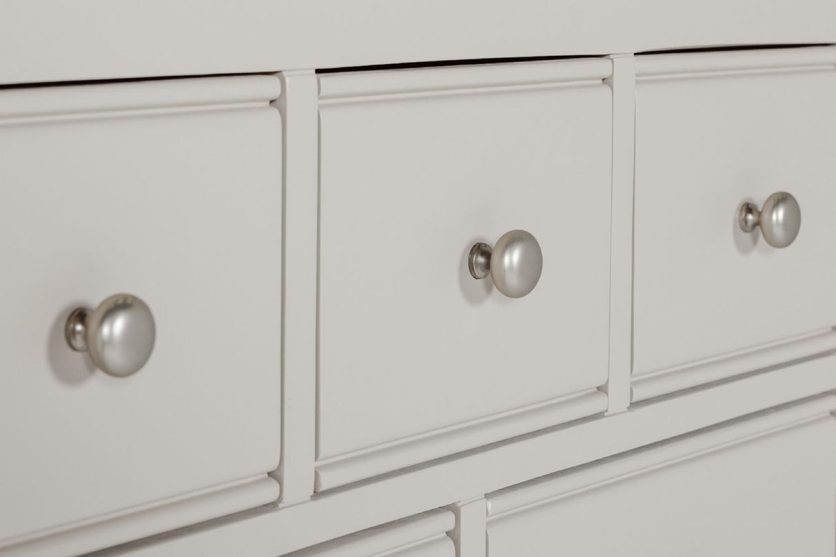 Taupe Pine Tall 3 Over 4 Chest of Drawers Oak Top
