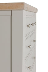 Taupe Pine Tall 3 Over 4 Chest of Drawers Oak Top