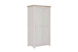 Taupe Painted Wooden 2 Door Double Wardrobe Oak Top