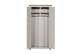 Taupe Painted Wooden 2 Door Double Wardrobe Oak Top