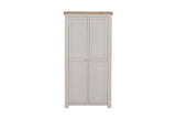 Taupe Painted Wooden 2 Door Double Wardrobe Oak Top