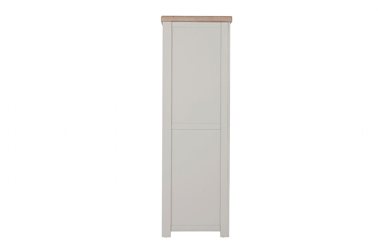 Taupe Painted Wooden 2 Door Double Wardrobe Oak Top