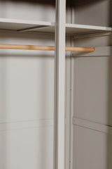 Taupe Painted Wooden 2 Door Double Wardrobe Oak Top
