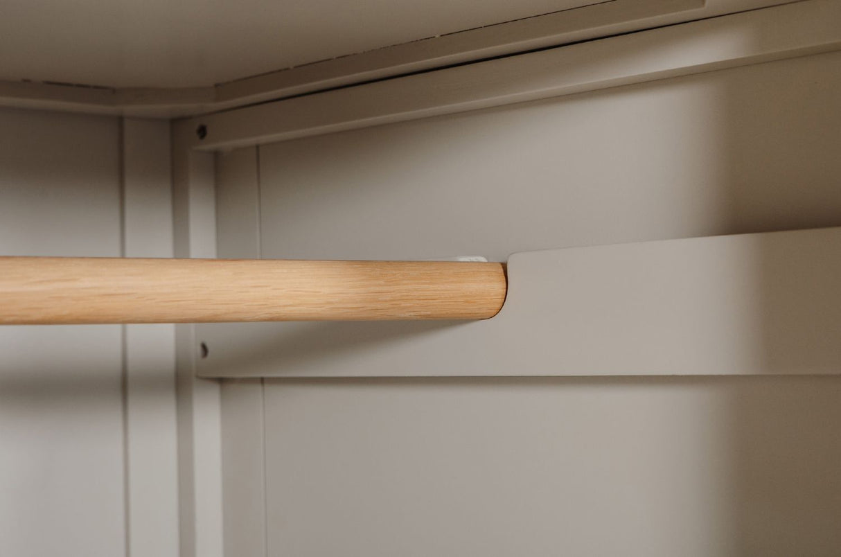 Taupe Painted Wooden 2 Door Double Wardrobe Oak Top