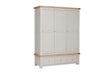 Taupe Wooden 3 Door 3 Drawer Triple Wardrobe Oak Top
