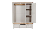 Taupe Wooden 3 Door 3 Drawer Triple Wardrobe Oak Top