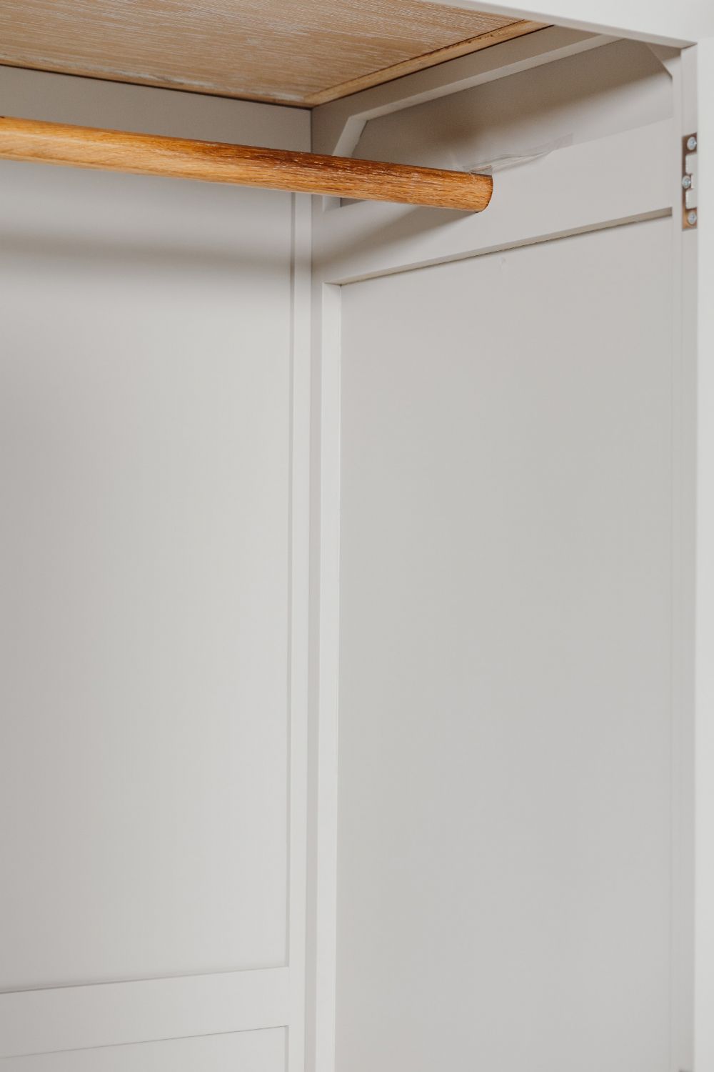 Taupe Wooden 3 Door 3 Drawer Triple Wardrobe Oak Top