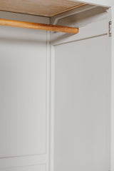 Taupe Wooden 3 Door 3 Drawer Triple Wardrobe Oak Top