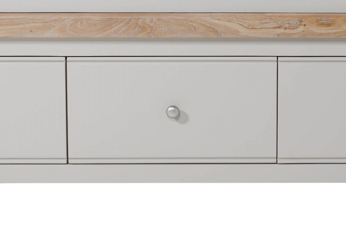 Taupe Wooden 3 Door 3 Drawer Triple Wardrobe Oak Top