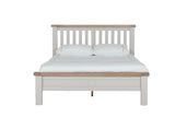Taupe Wooden Low Footend Super King Size Bed Oak Top