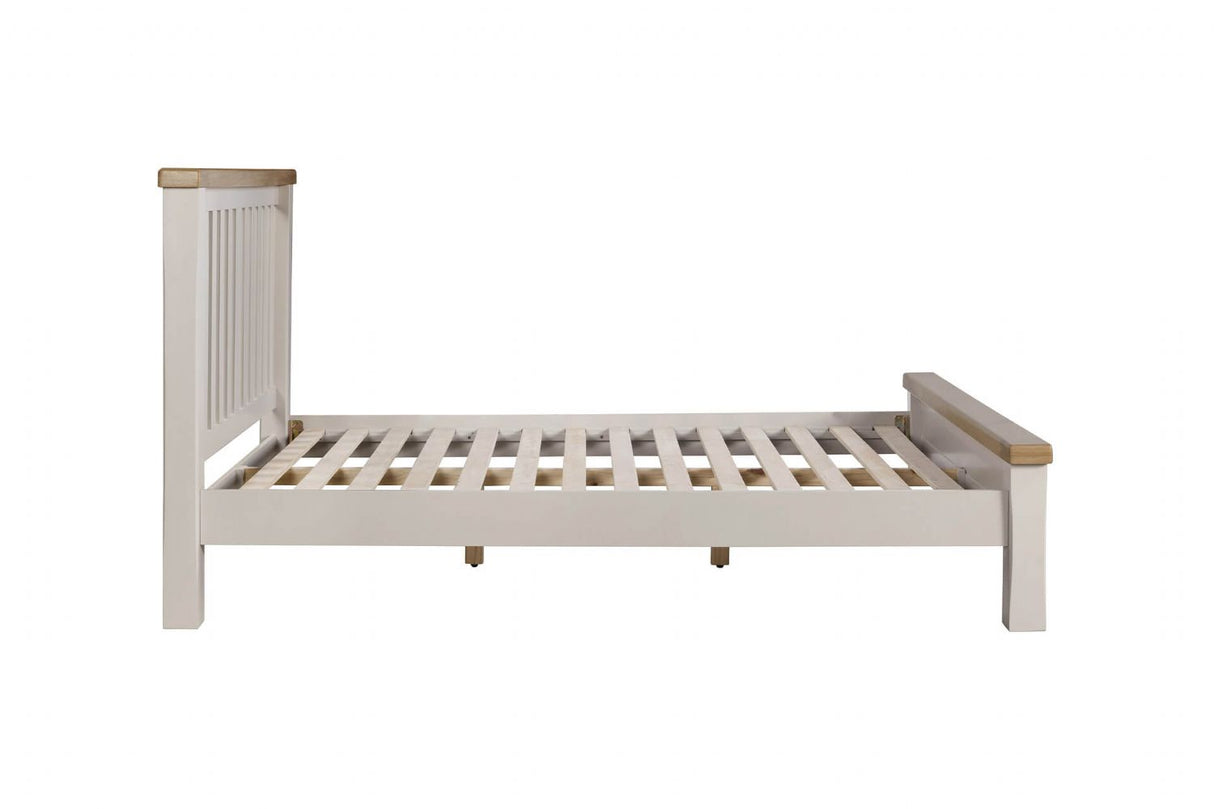 Taupe Wooden Low Footend Super King Size Bed Oak Top