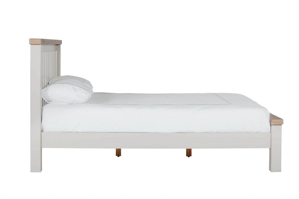 Taupe Wooden Low Footend Super King Size Bed Oak Top