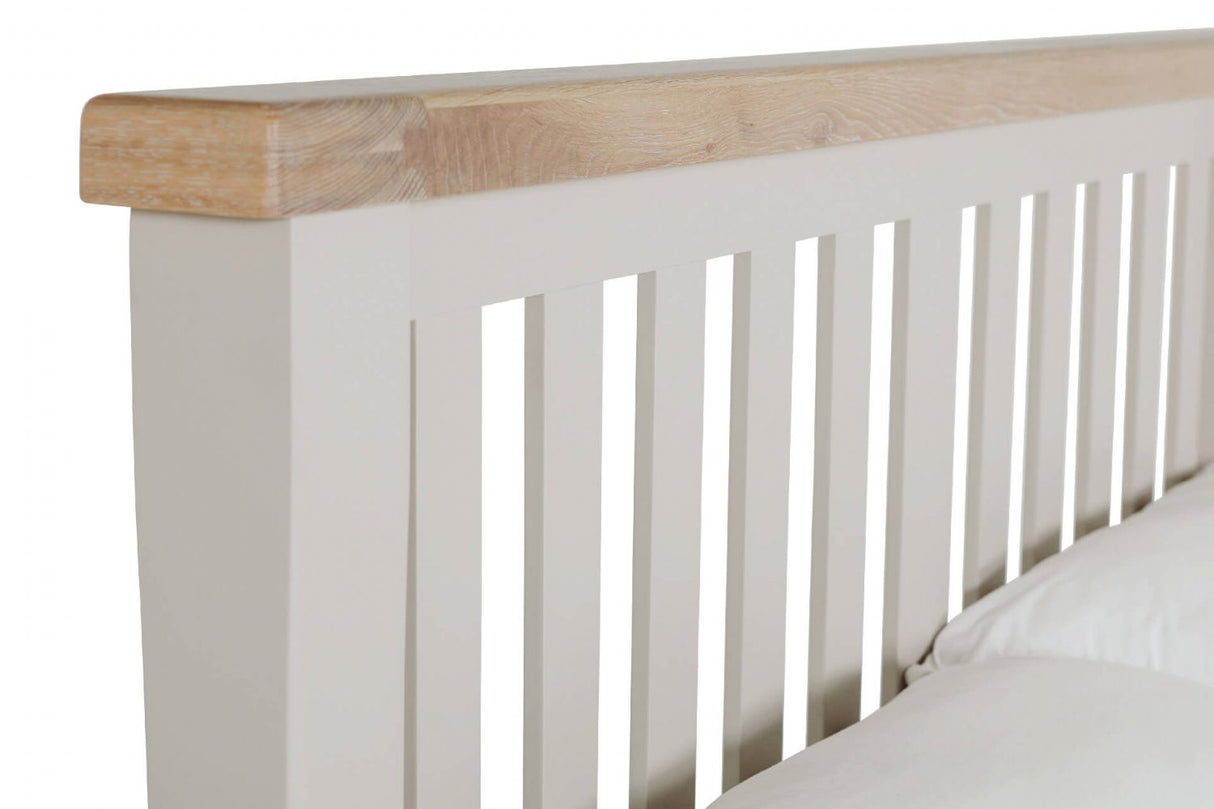 Taupe Wooden Low Footend King Size Bed Oak Top