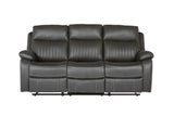 Dark Grey Fabric 3 Seater Manual Recliner Sofa