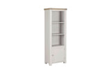 Taupe Wooden Tall Bookcase Oak Top with Cabinet Door