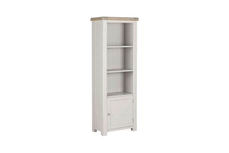 Taupe Wooden Tall Bookcase Oak Top with Cabinet Door
