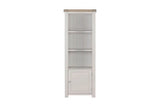 Taupe Wooden Tall Bookcase Oak Top with Cabinet Door