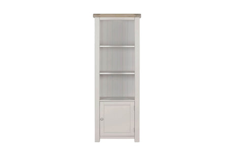 Taupe Wooden Tall Bookcase Oak Top with Cabinet Door