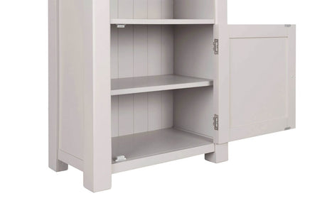Taupe Wooden Tall Bookcase Oak Top with Cabinet Door