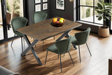 Smoked Oak Dining Table Black Metal Cross Legs 140cm
