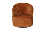 Rust Textured Fabric Swivel Accent Chair with Padded Seat
