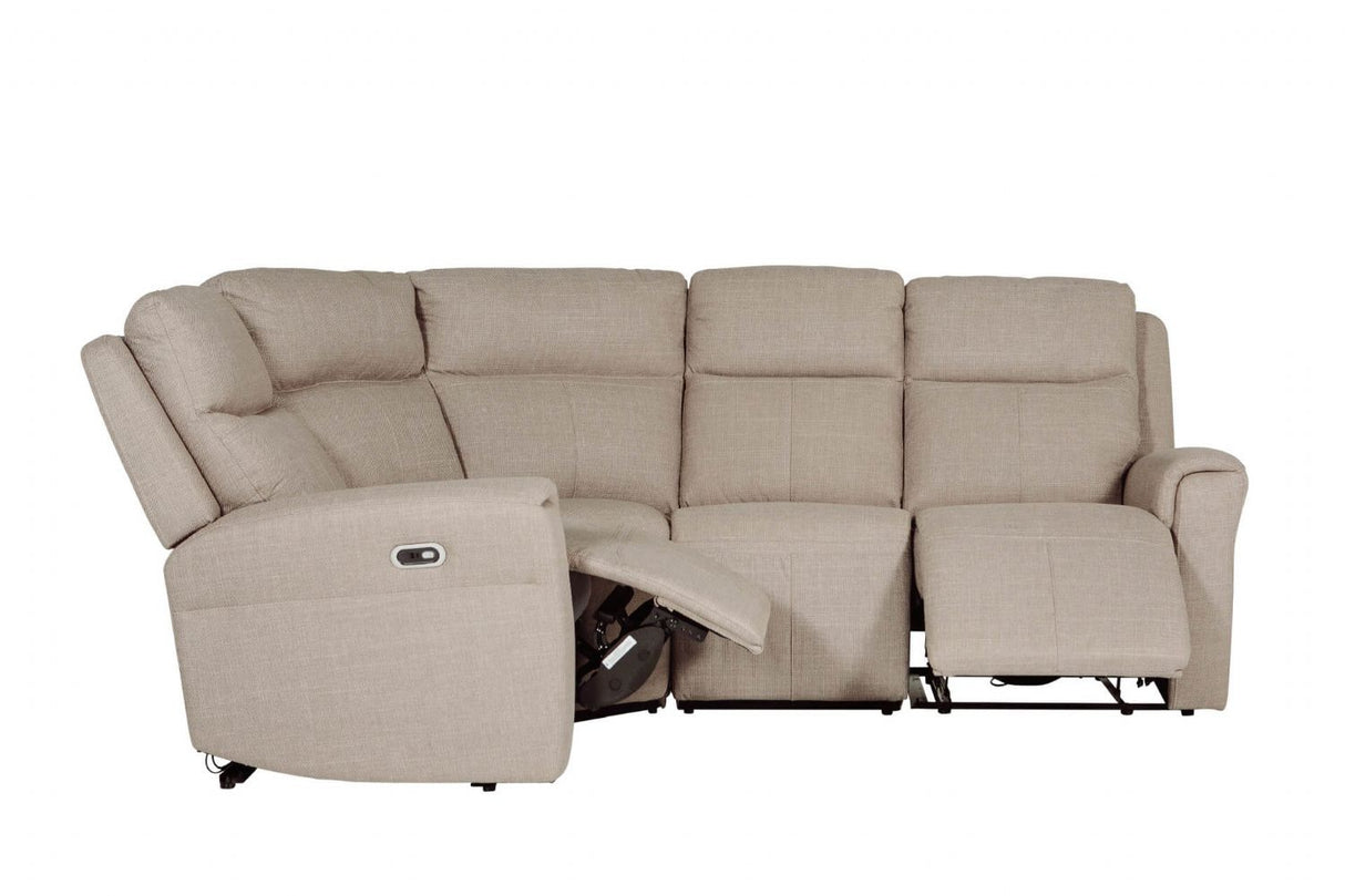 Mushroom Fabric Large Electric Corner Recliner Sofa