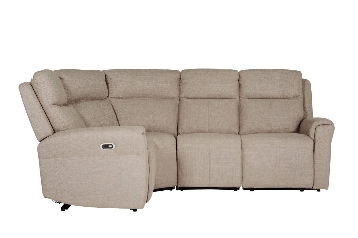 Mushroom Fabric Large Electric Corner Recliner Sofa