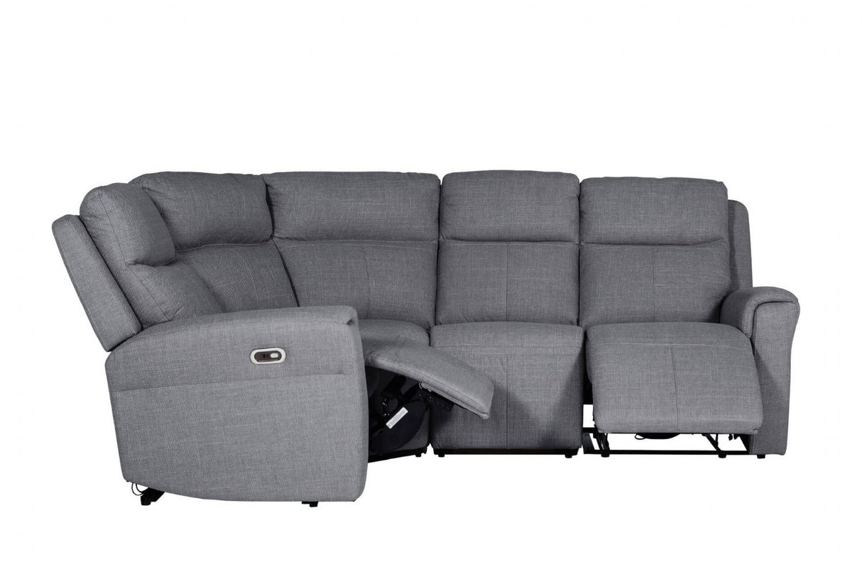 Charcoal Fabric Large Corner Group Electric Recliner Sofa