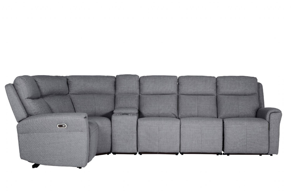 Charcoal Fabric Large Corner Group Electric Recliner Sofa