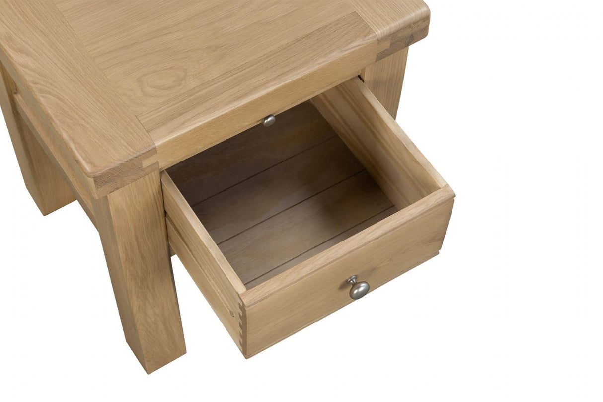 Natural Oak End Lamp Table with Drawer