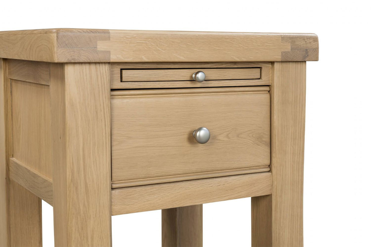 Natural Oak End Lamp Table with Drawer