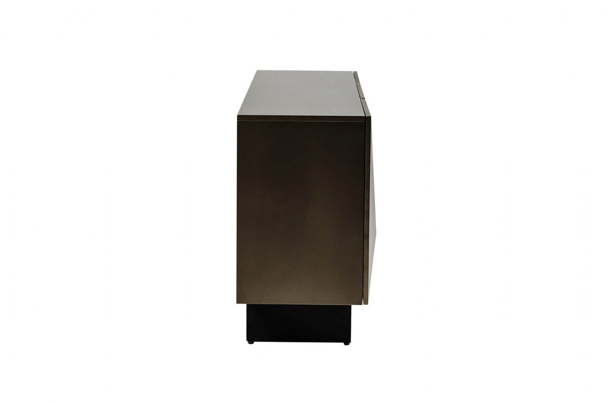Brown Geometric Designed 3 Door Wide Sideboard