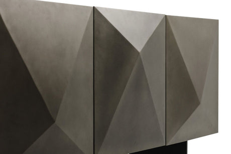 Brown Geometric Designed 3 Door Wide Sideboard